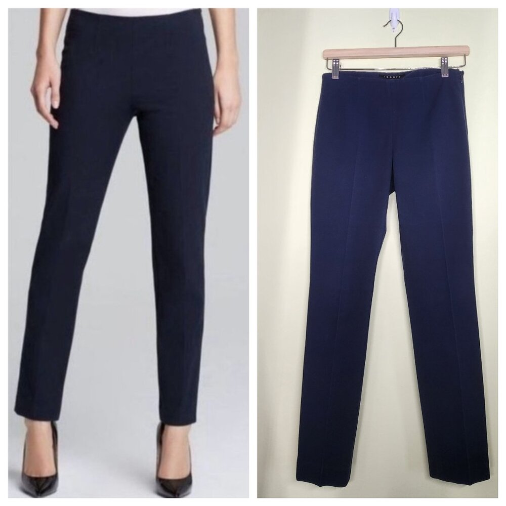 Theory Belsa High Waist Pants Womens Size 2 Blue Tapered Leg Office Casual Luxe